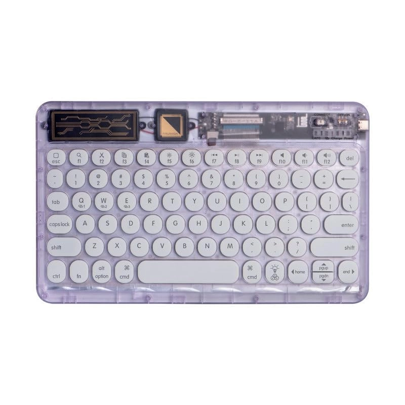 Gruattreay Bluetooth Keyboard - Transparent Purple Multi-Device Rechargeable