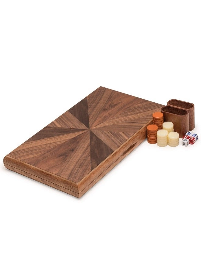 Wood Inlay Backgammon Game Set - Brown Acrylic