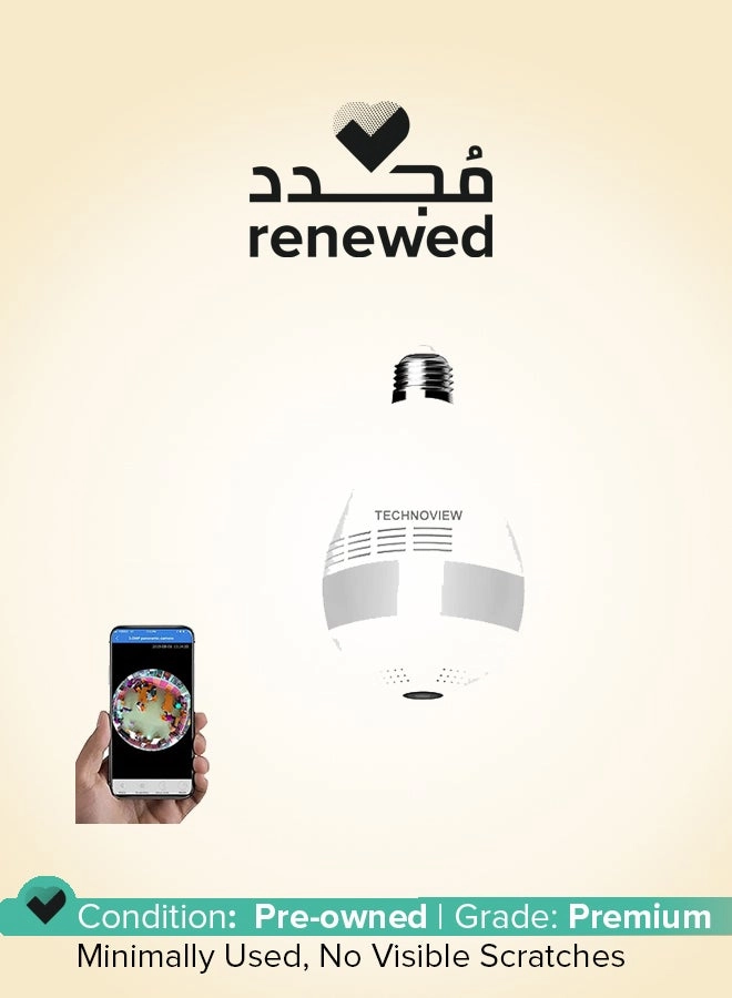 TECHNOVIEW (Renewed) Fisheye 360 Degree Smart WiFi Light Bulb Security Camera
