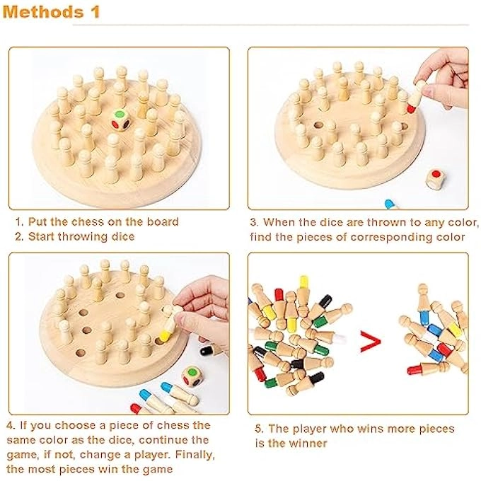 WOODEN MEMORY CHESS AND BOARD