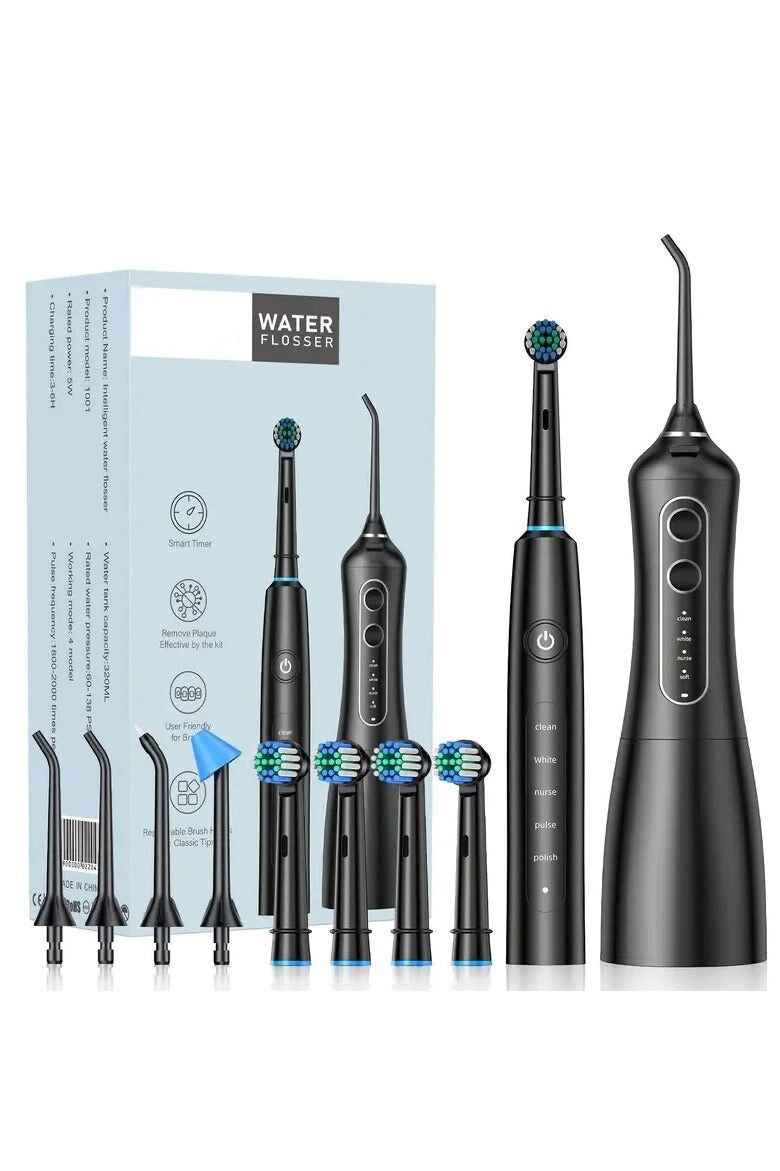 Dental Flosser - Waterproof + Rechargeable Electric Toothbrush - Multiple cleaning modes