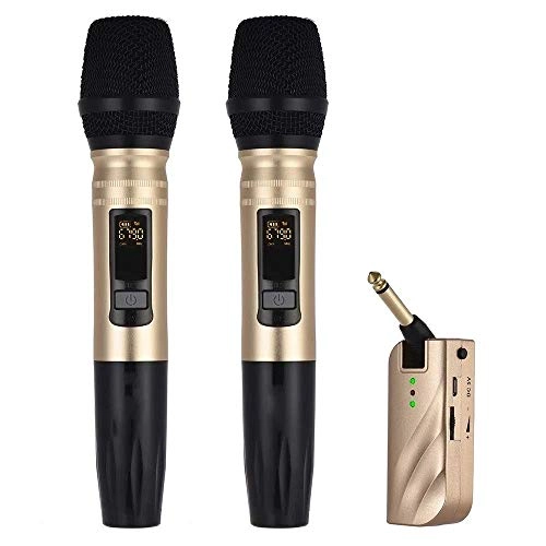 Wireless Handheld Microphone System - 1 Receiver 2pcs Gold