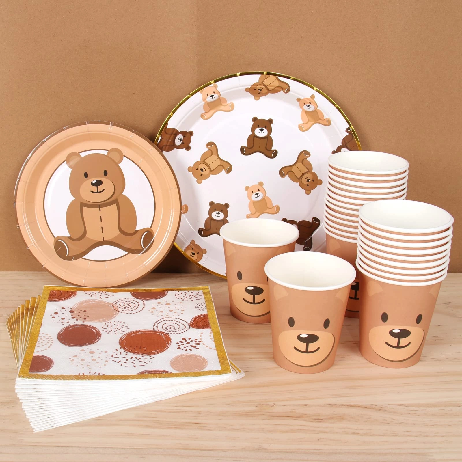 frigg Teddy Bear Plates - 96 piece Baby Shower