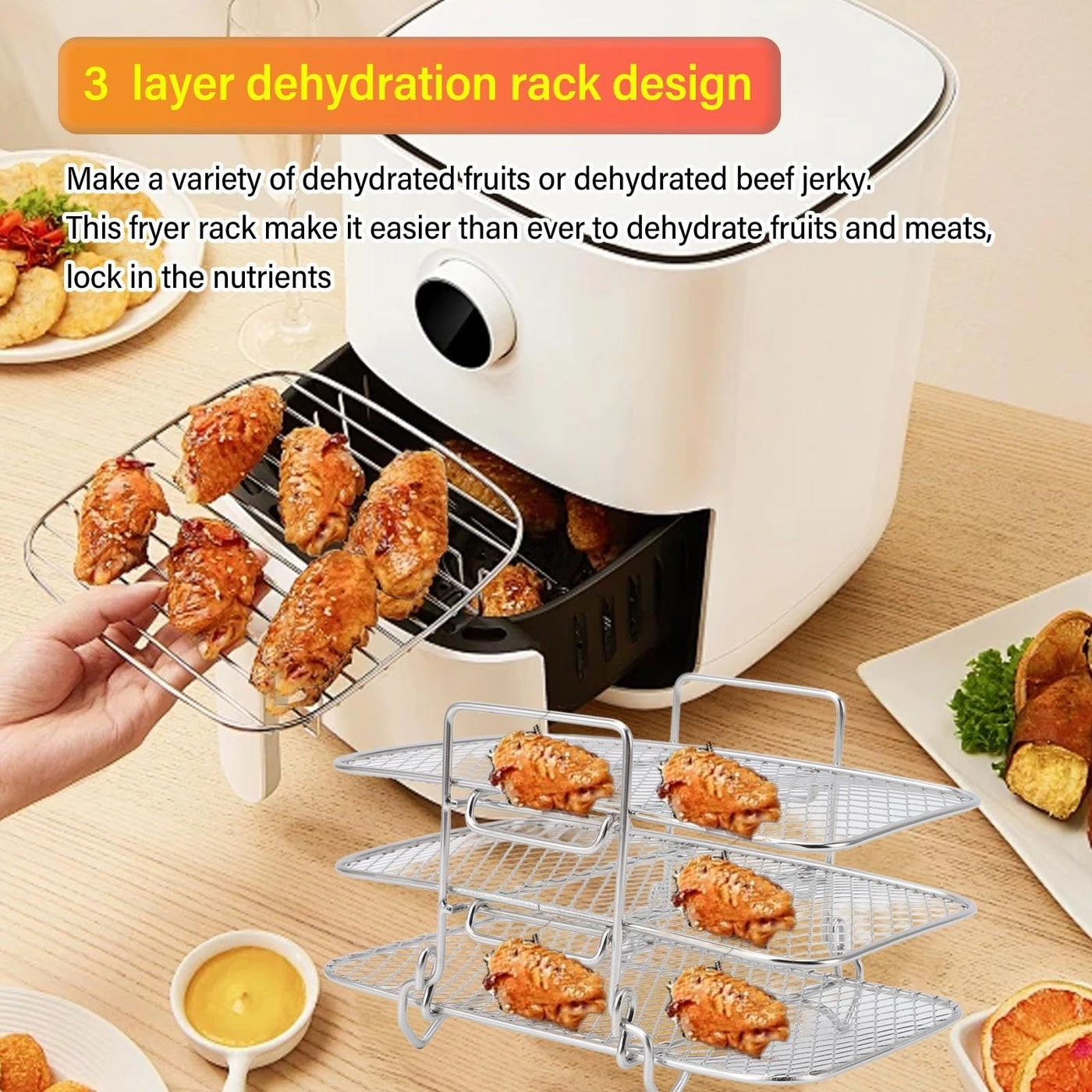 Air Fryer Basket - 304 stainless steel 3 x Fryer Rack