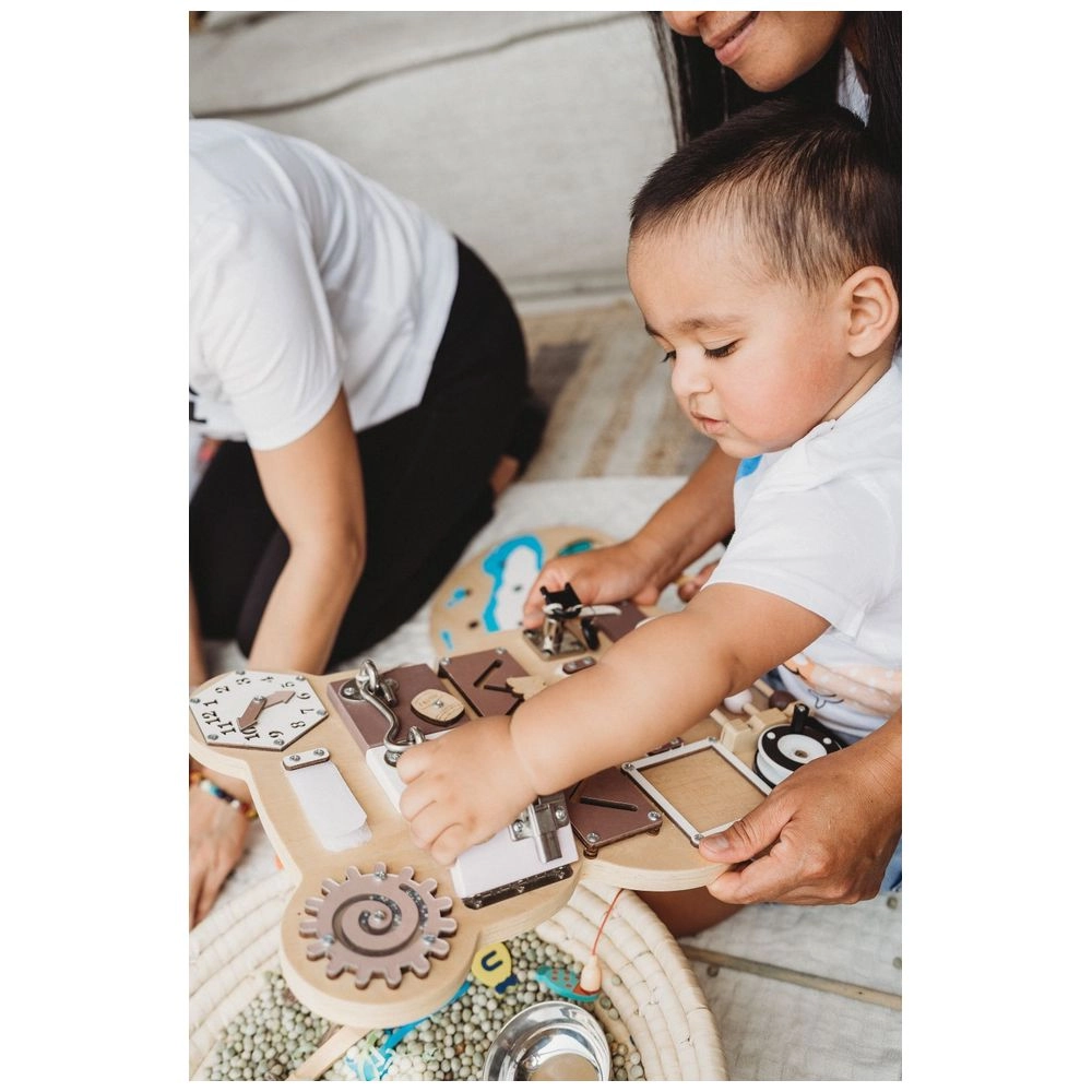 Kids Wooden Activity Busy Board - Suitable for 12 months & above