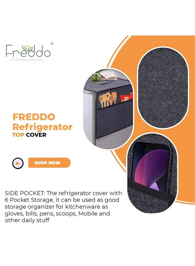 Refrigerator Top Cover - 5 Pocket 35 x 24 inch Grey Black