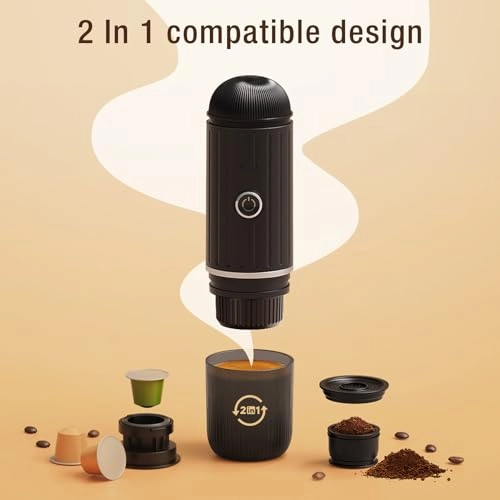 Portable Coffee Machine - 80ml capsule or powder