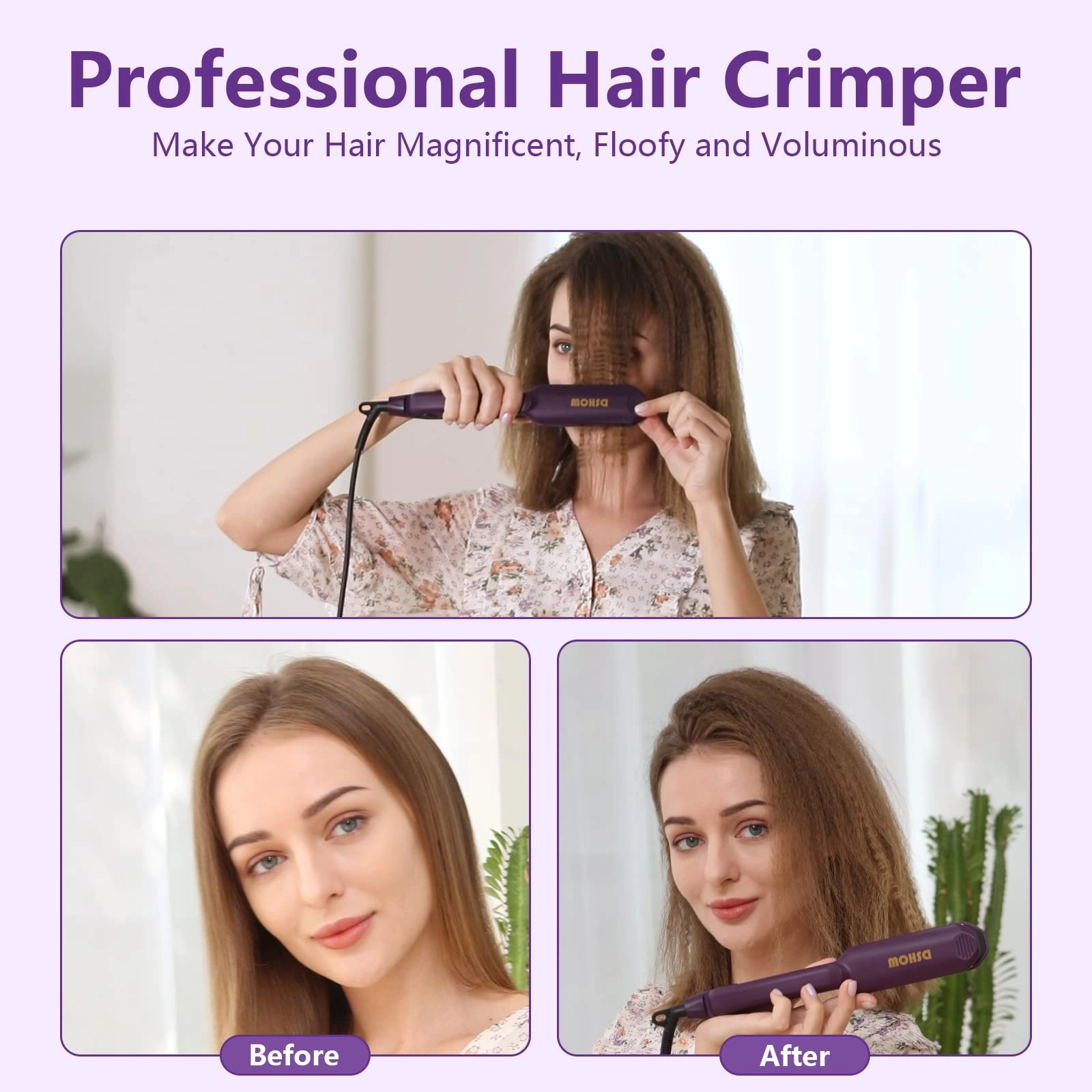 Hair Crimper - Titanium Ceramic Plates 220°C Dual-voltage(100-240V)