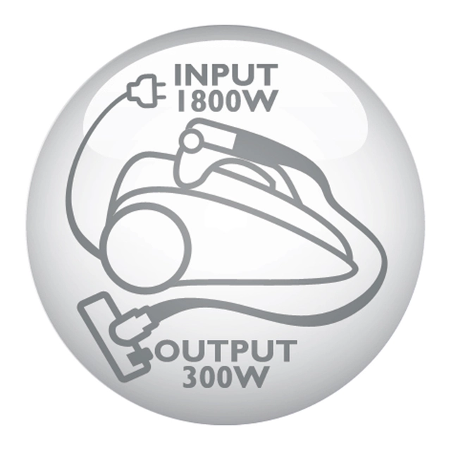 1800 Watt motor generating max. 300 Watt suction power