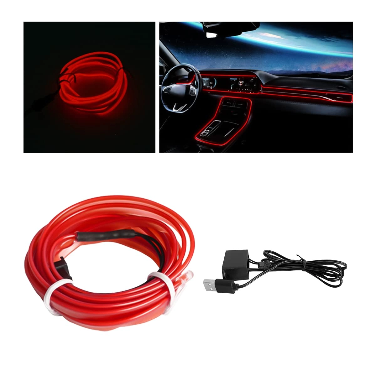 EL Wire Interior LED Strip Lights - 10FT
