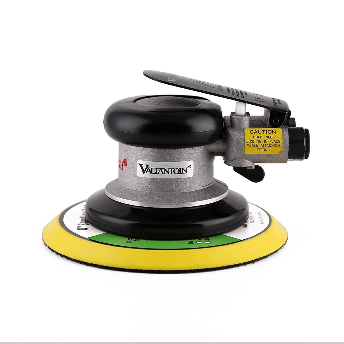 Valianto 6" Professional Air Random Orbital Palm Sander - 1pc 6" Backup Plate Silver Dual Action Pneumatic