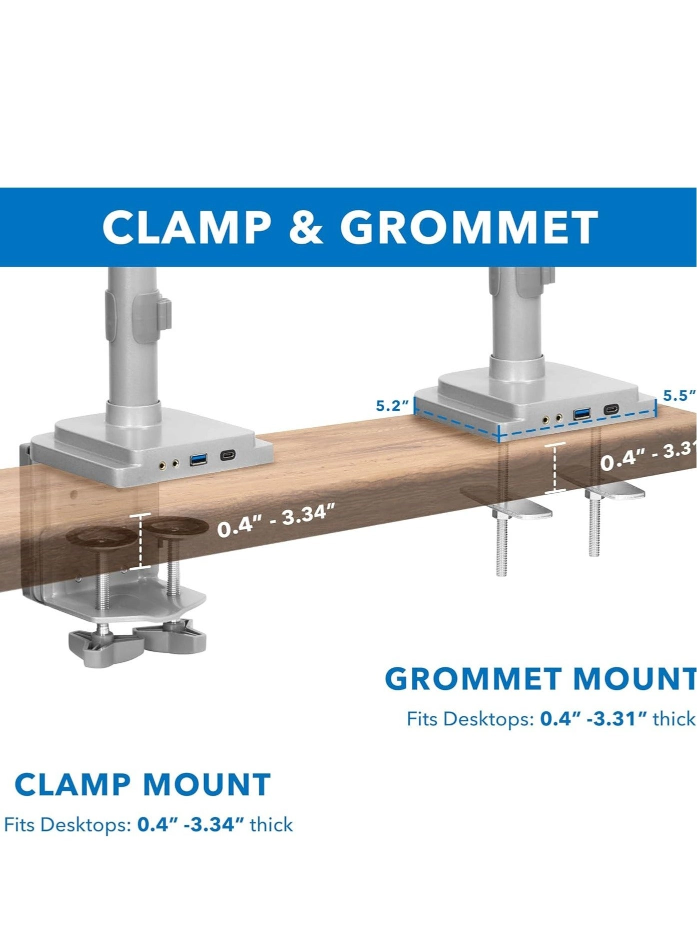 Triple Monitor Desk Mount - three 24”-32”