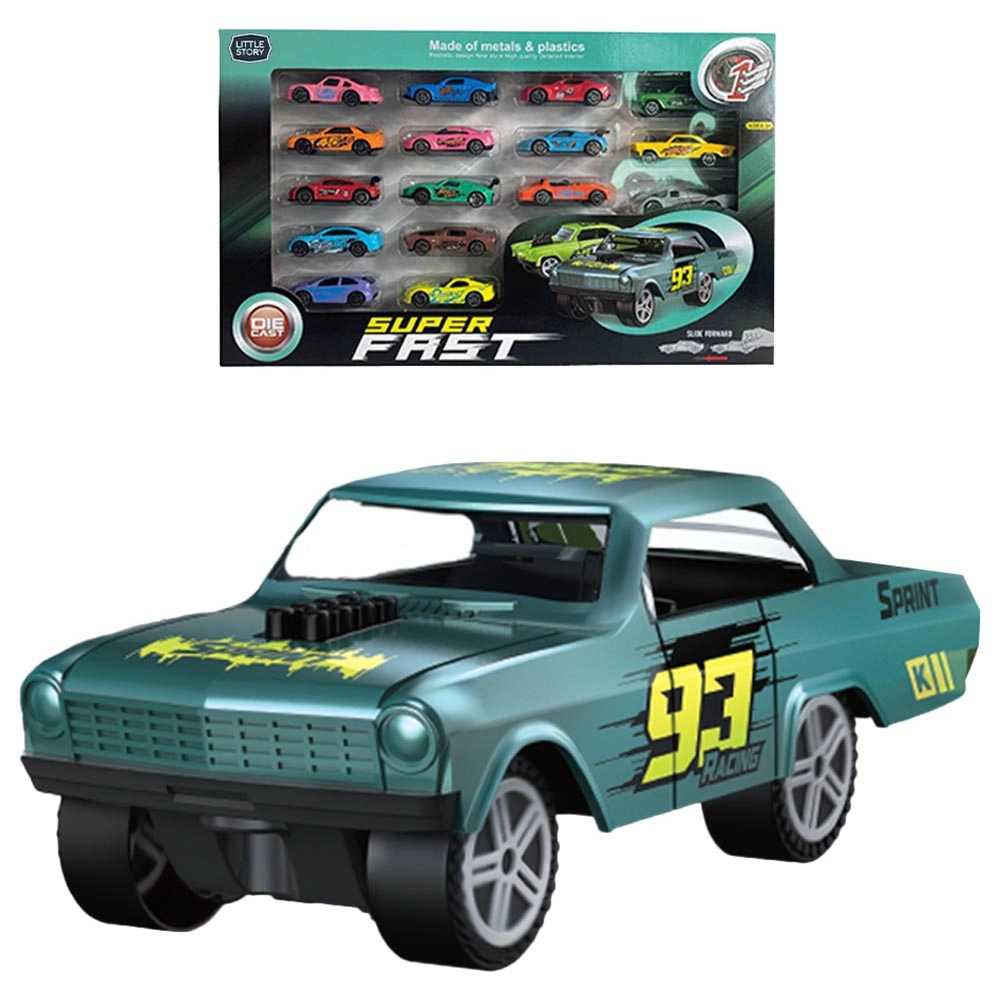 SAMBOX Slide Die Cast Toy Car Play Set - 16pcs