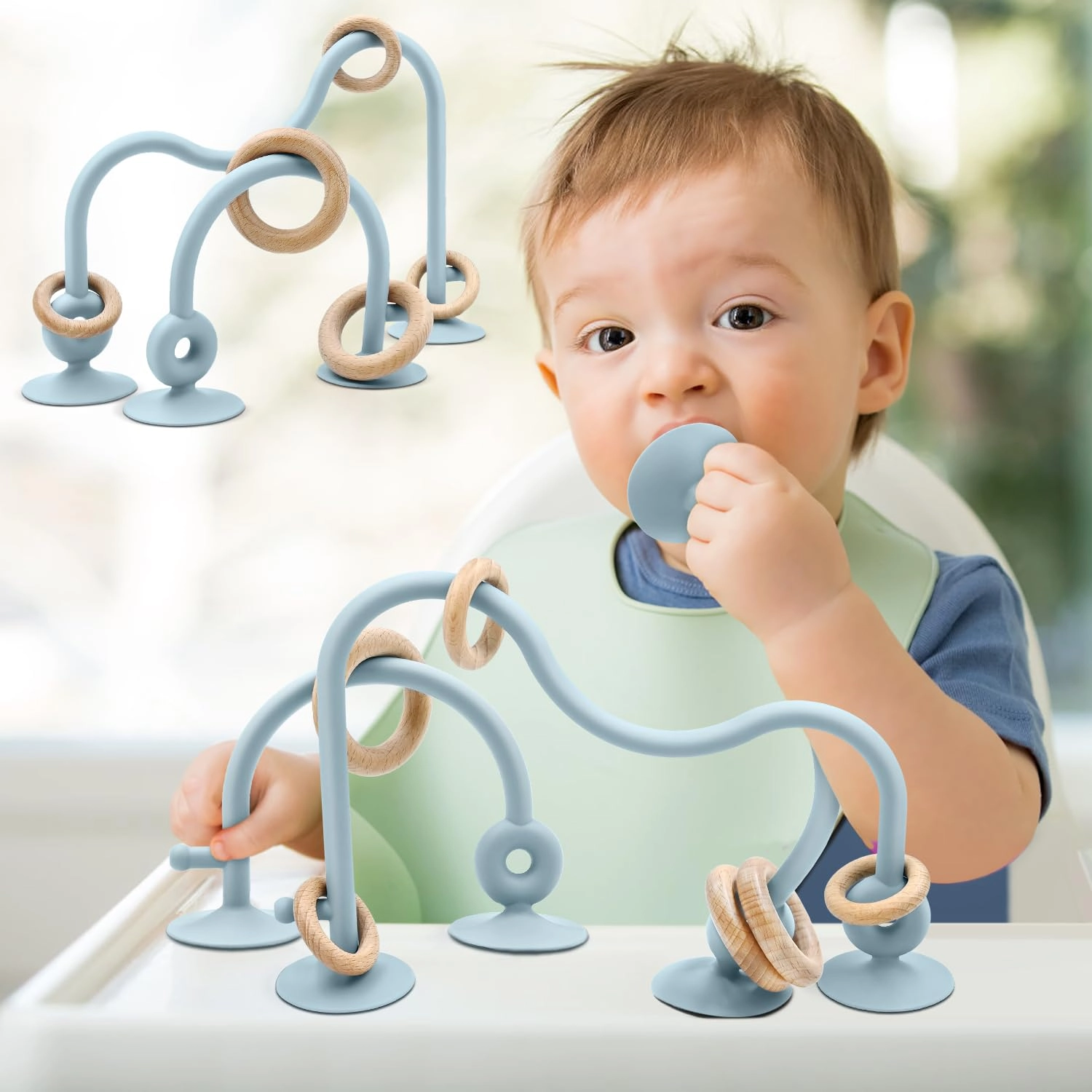 AiTuiTui High Chair Suction Toy - Silicone Wood