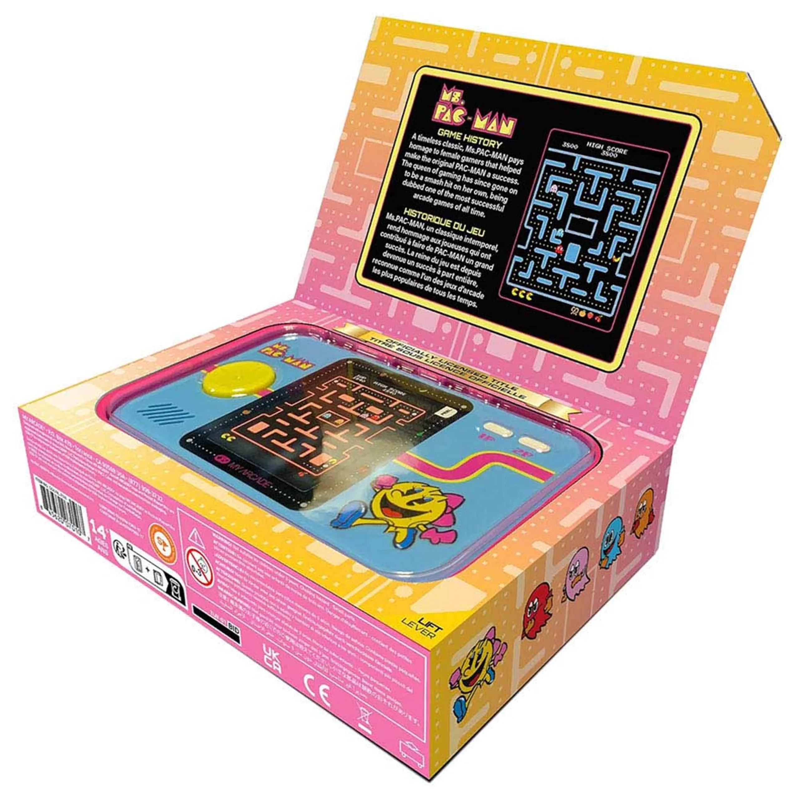 Pocket Player Ms.Pac-Man - Pink & Blue 2.75" display