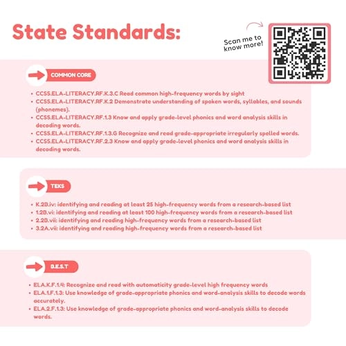 Sight Words - 36 months - 8 years