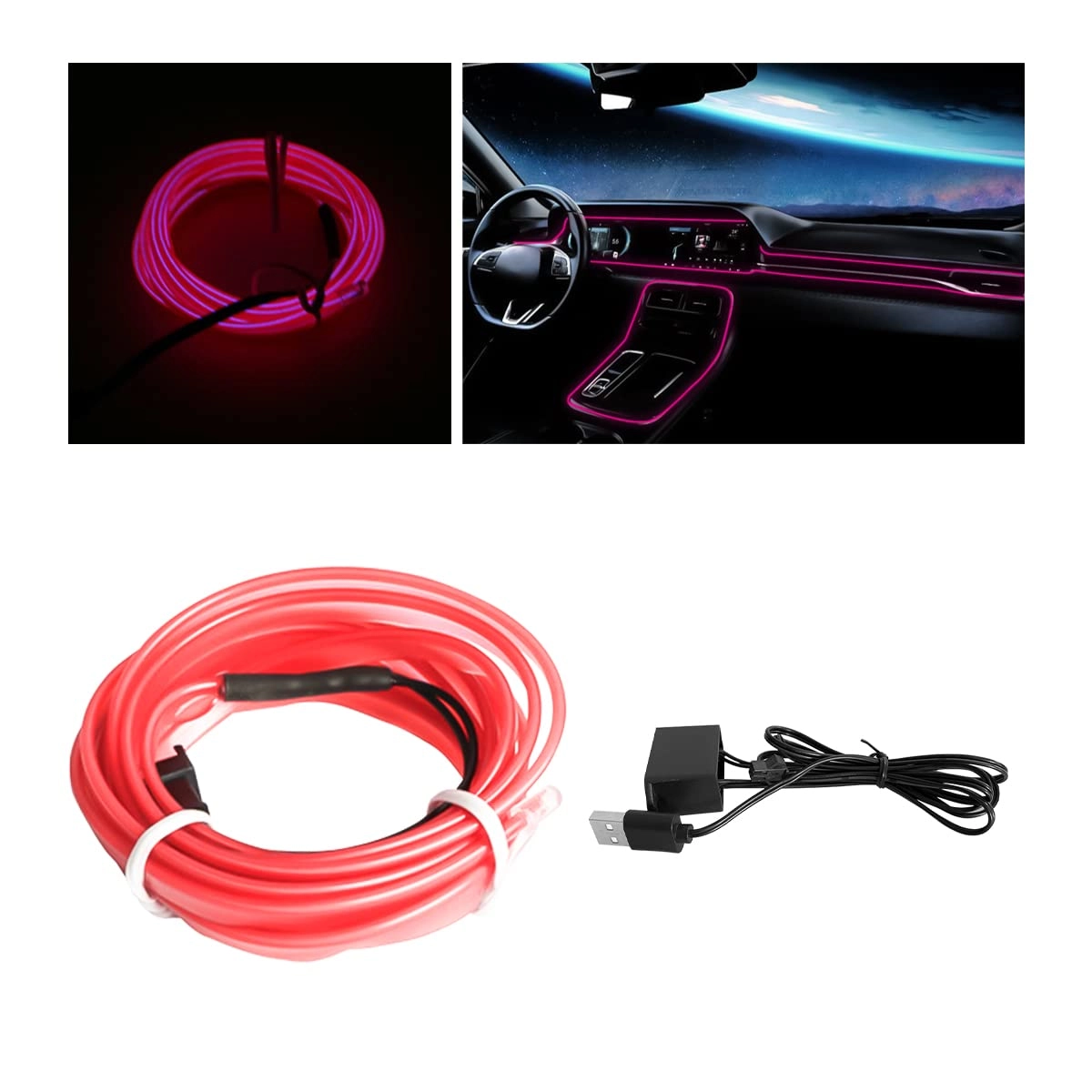 EL Wire Interior LED Strip Lights - 10FT