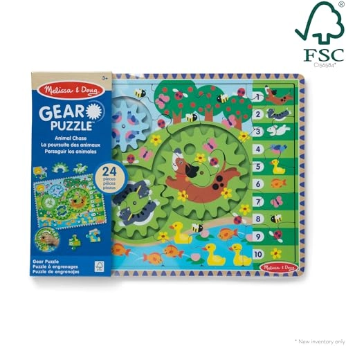 Animal Chase I-Spy Wooden Gear Puzzle - 36 months - 10 years 24 pieces