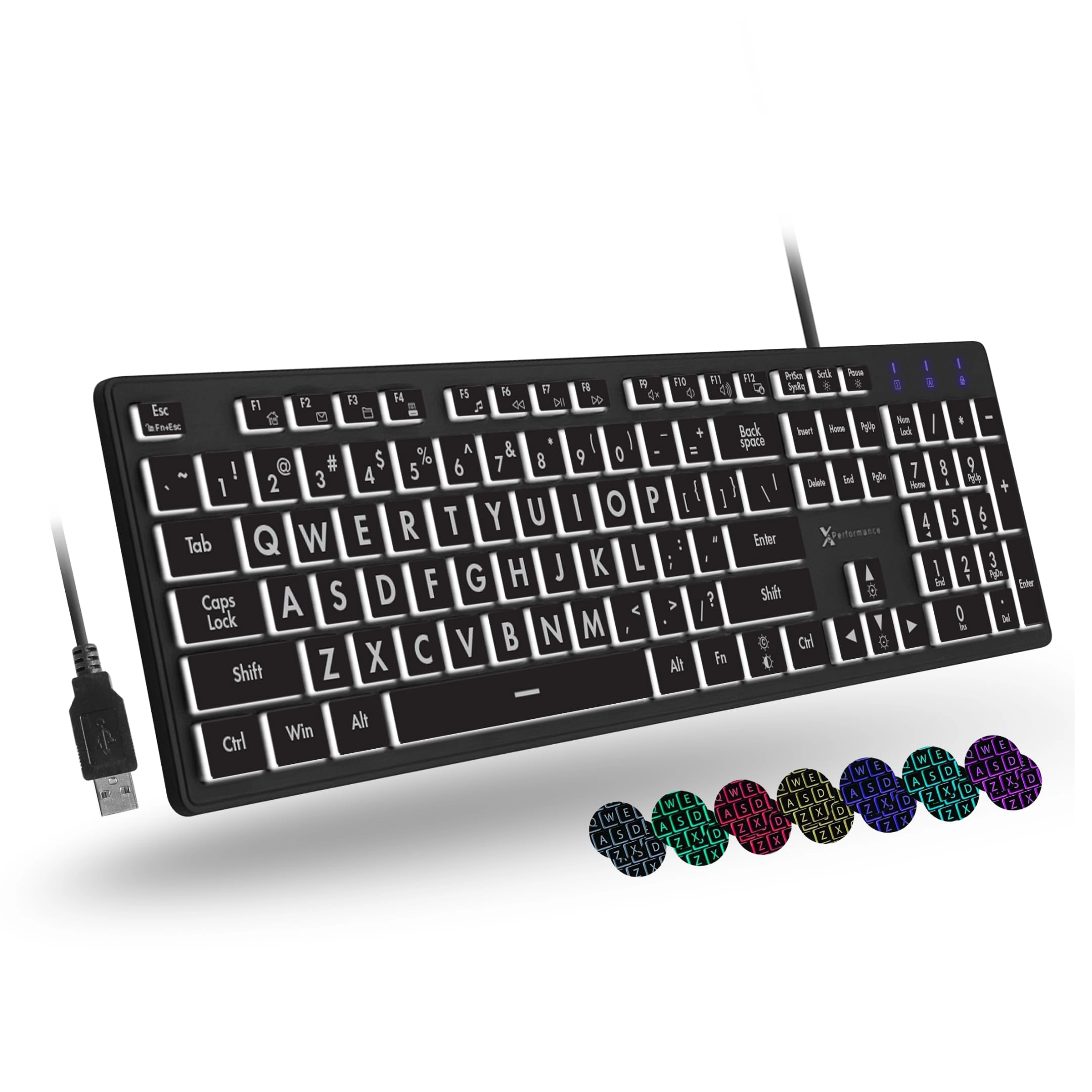 X9 Performance Backlit Large Print Keyboard - Full Size USB|USB-A