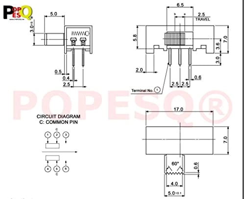 Micro Switch Slide Elbow - 2 Contact 0.3A 30V