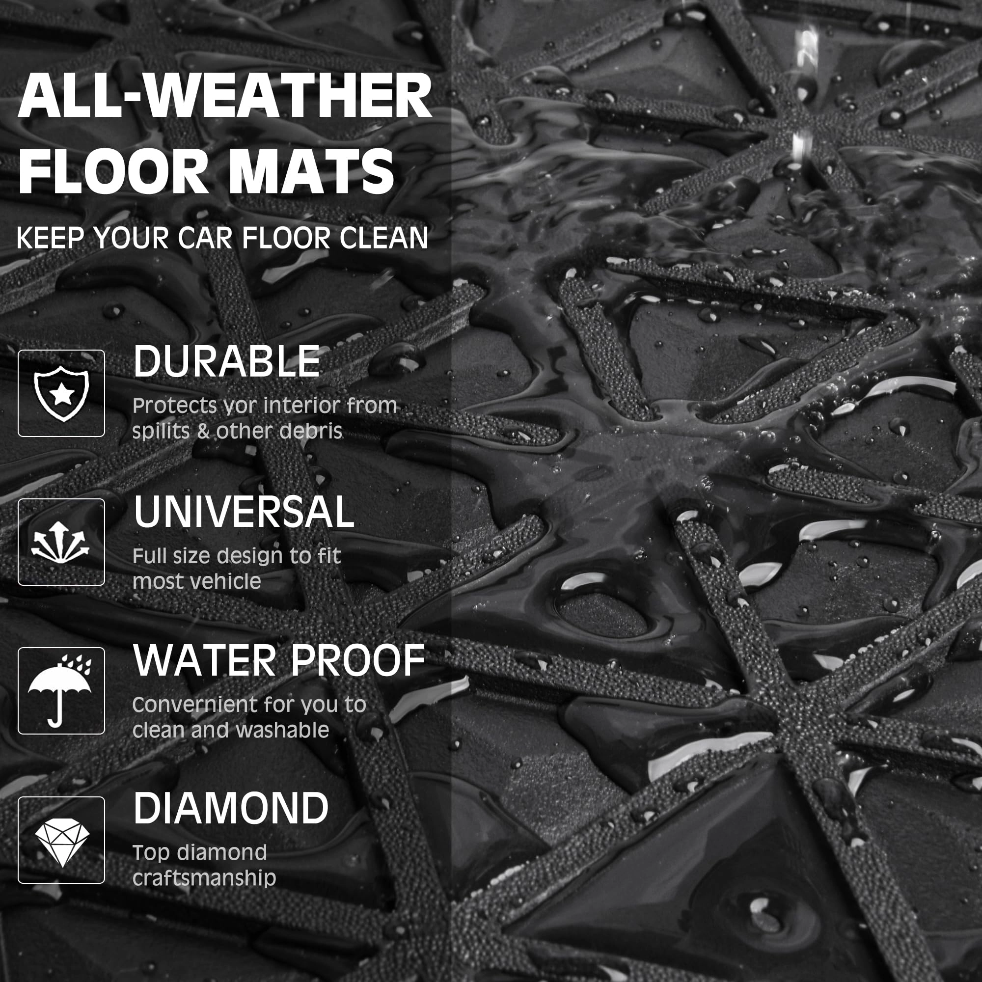 Bling Diamond Car Mats - 4.0 Count Universal Fit