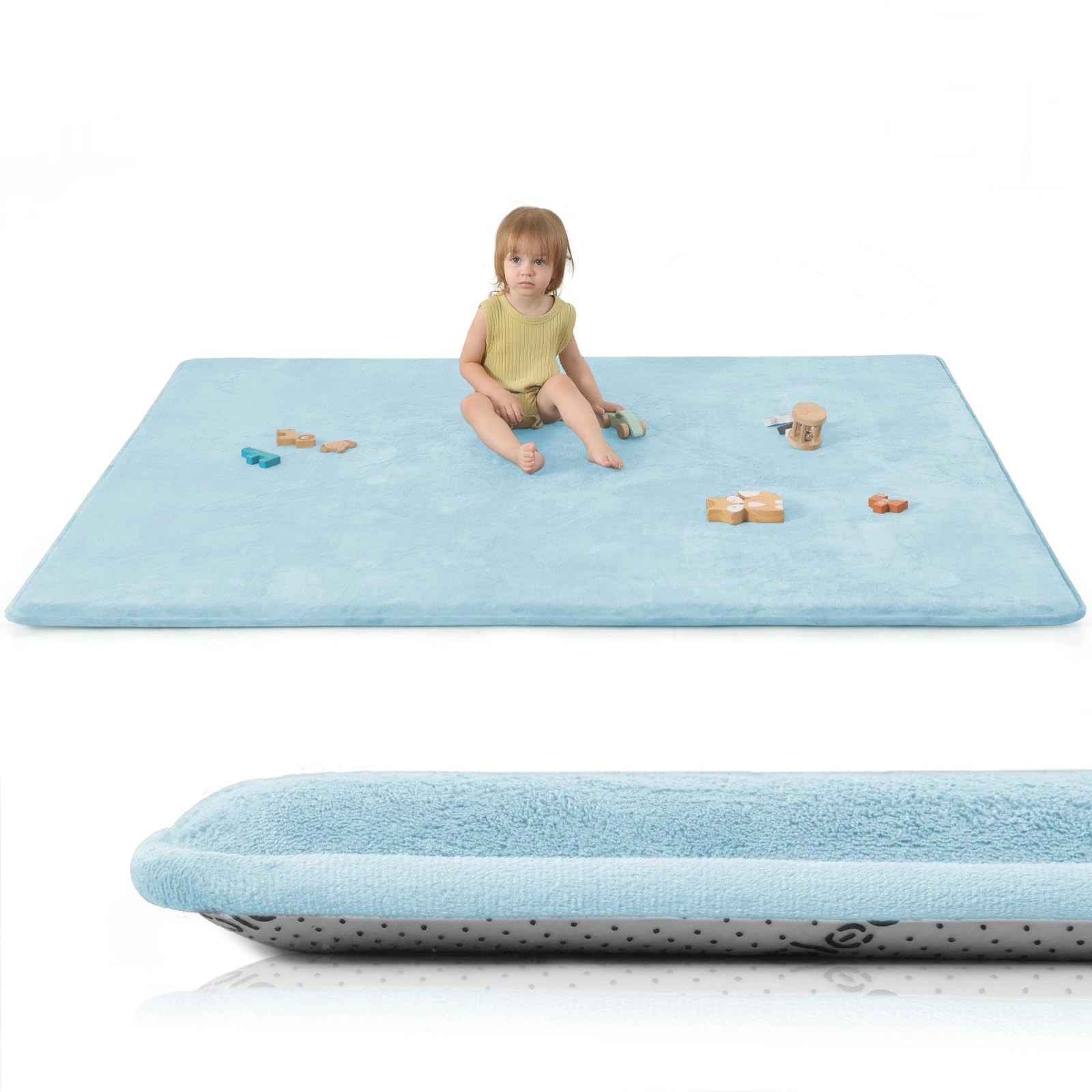Baby Play Mat - 59"×71" 1.3" Thick Light Grey