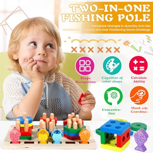 Wooden Sorting & Stacking Toy - 12 months - 3 years 24 pieces