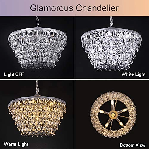 Crystal Chandelier - 6-Light 5 Tiers 20"W