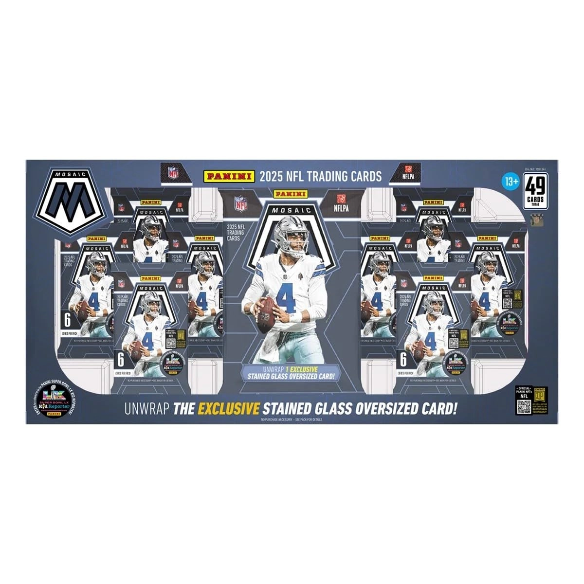 Panini Mosaic Football Flagship Collection - 2025 1 Stained Glass Oversized Card Per Box