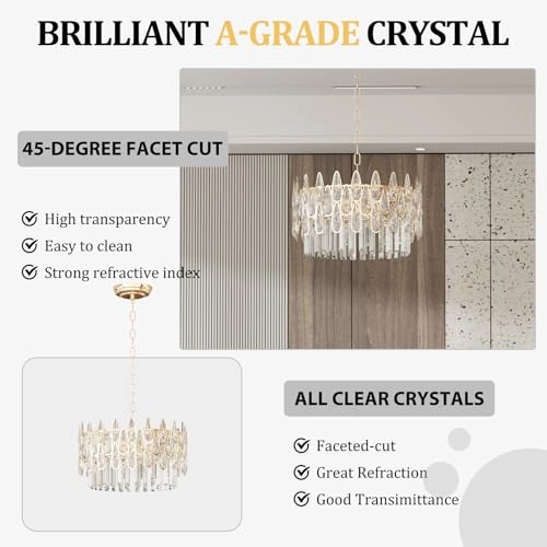 Round Crystal Chandelier - 6000K 4000K 3000K