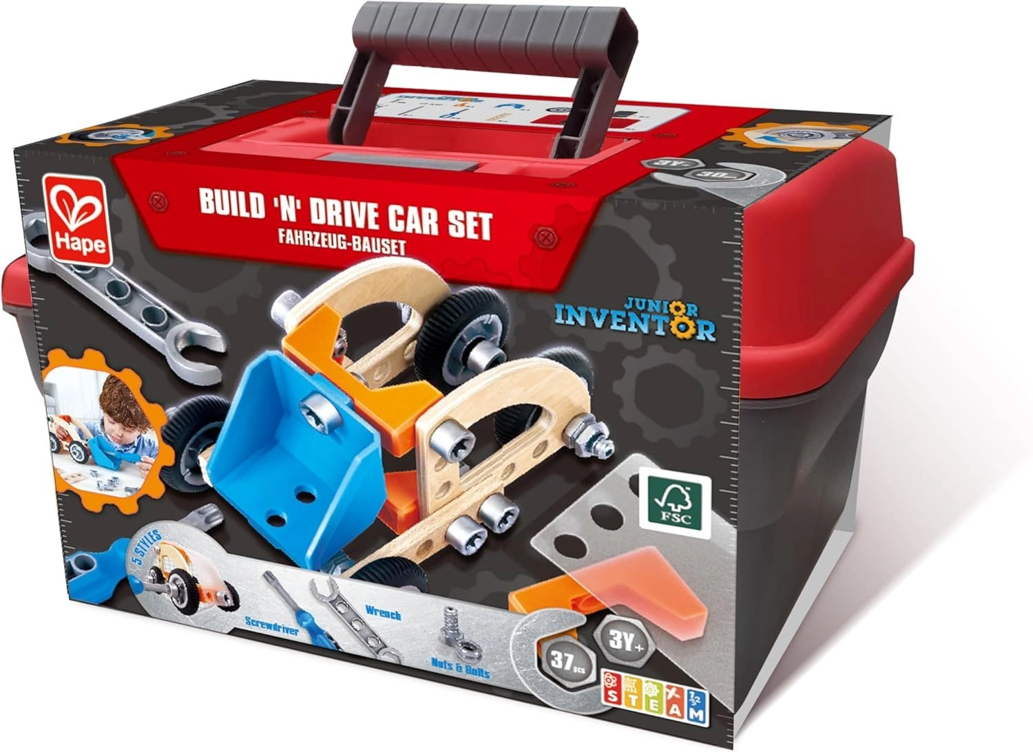 Build 'n' Drive Wooden Car Set - 37pcs
