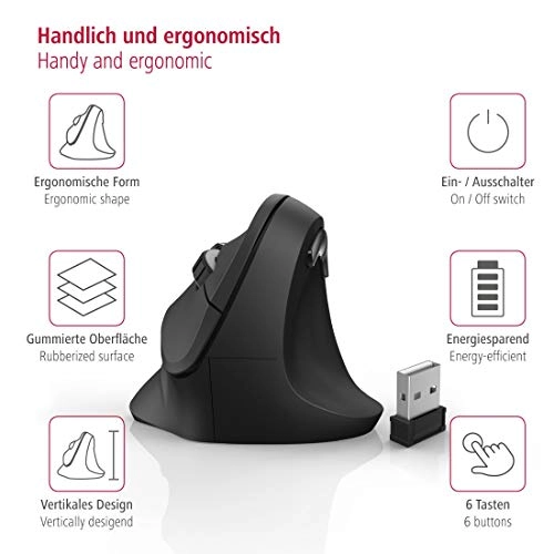 EMW-500 Vertical Ergonomic Mouse - Wireless