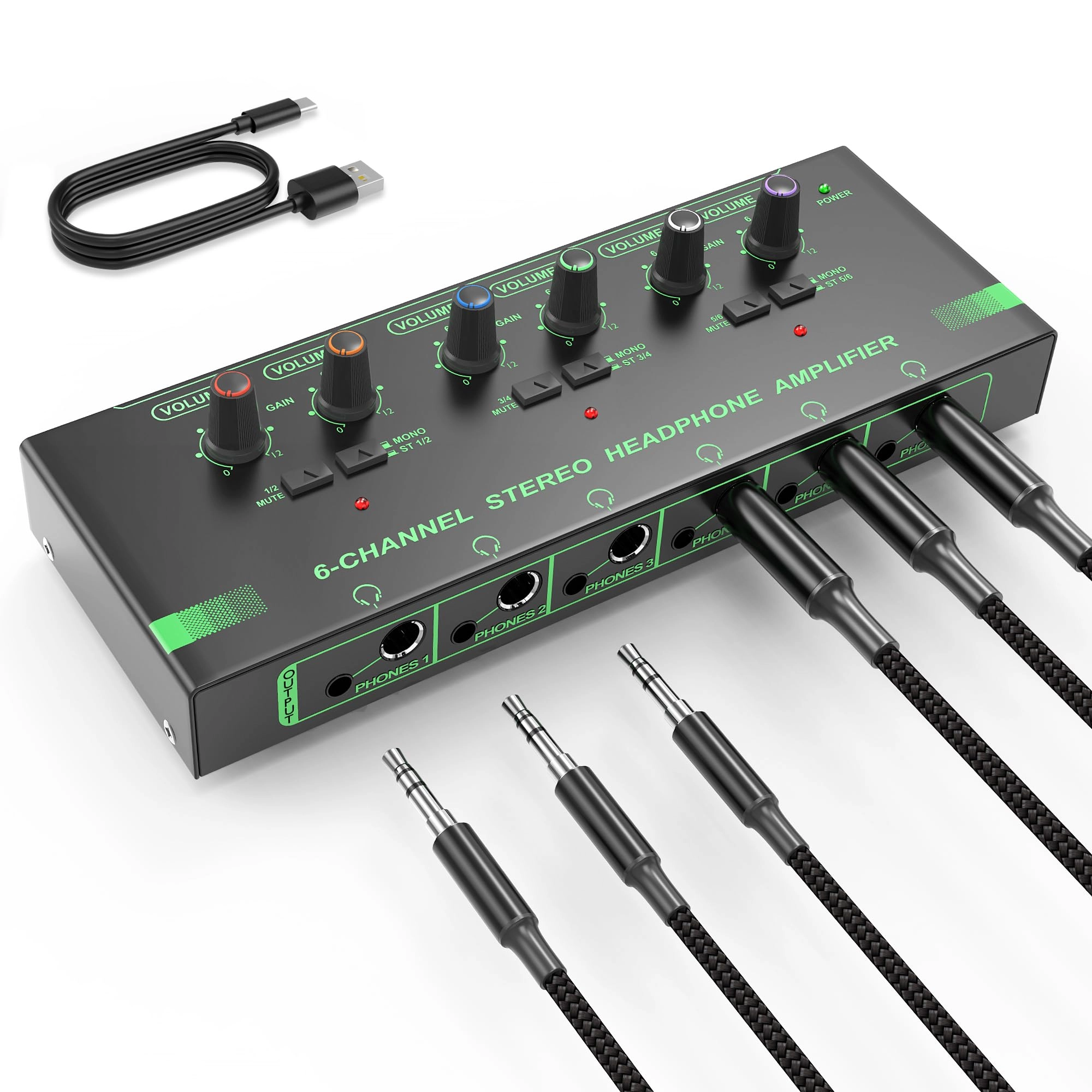 HOSONGIN H-Headphone-Amplifier-6way - 6-channel USB-powered