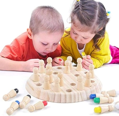 Wooden Memory Chess - Color Memory Matching Kids 4-6