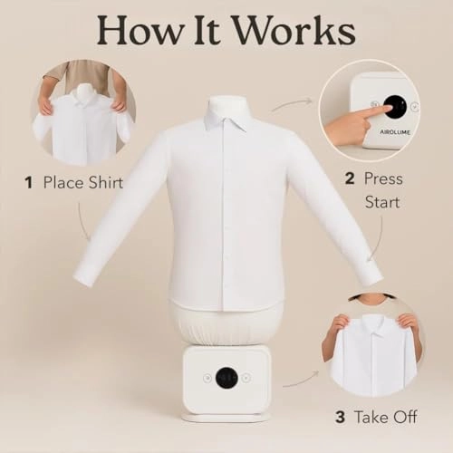 Airolume Automatic Shirt Dryer - 360-degree steam 8 mins 60-70C