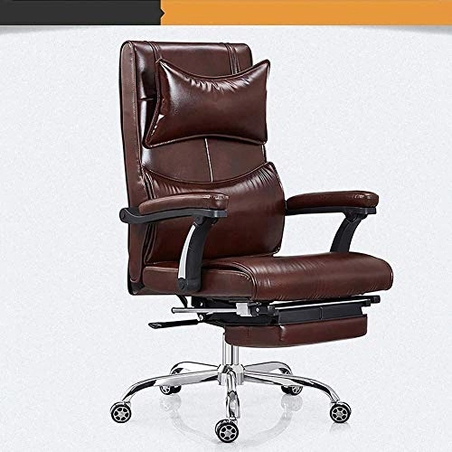 Desk Chair - PU Leather Brown High Back
