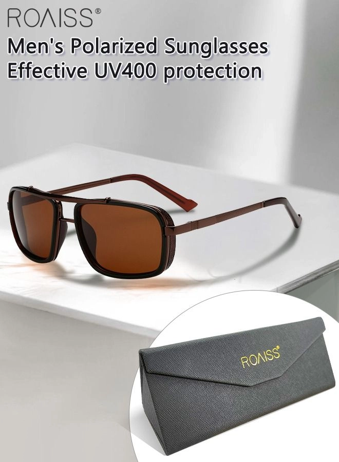 Rectangular Polarized Sunglasses - 59mm Dark Brown