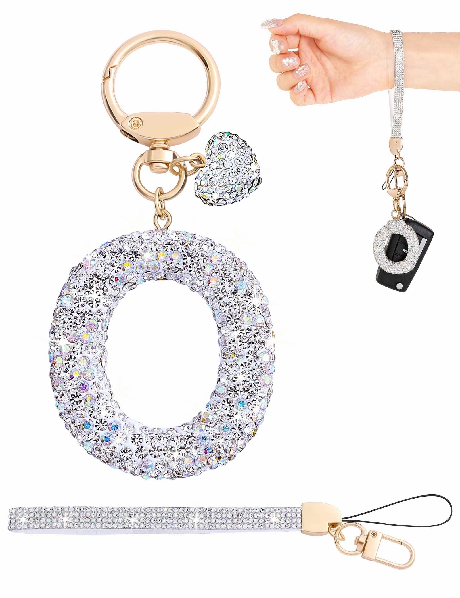 Initial Keychain - L Purple Rhinestone