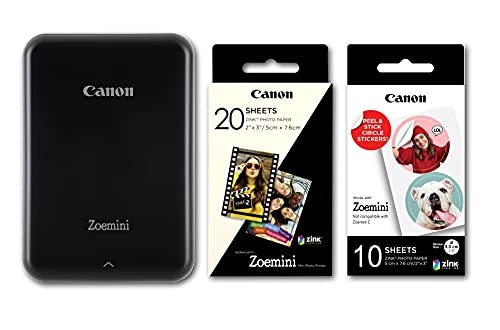 Zoemini - Zink Technology Portable + ZINK Photo Paper + Circle Stickers