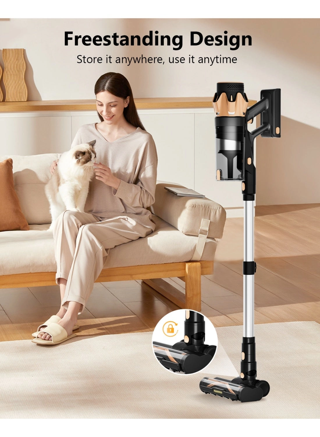 Cordless Vacuum Cleaner - 550W 45KPA Self-Standing Touch Screen