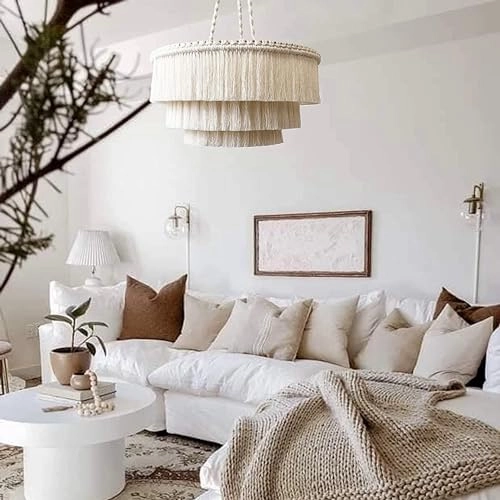 Bohemia Tassel Pendant Light - 3 Lights 23 Inches Wide Colour Creamy White