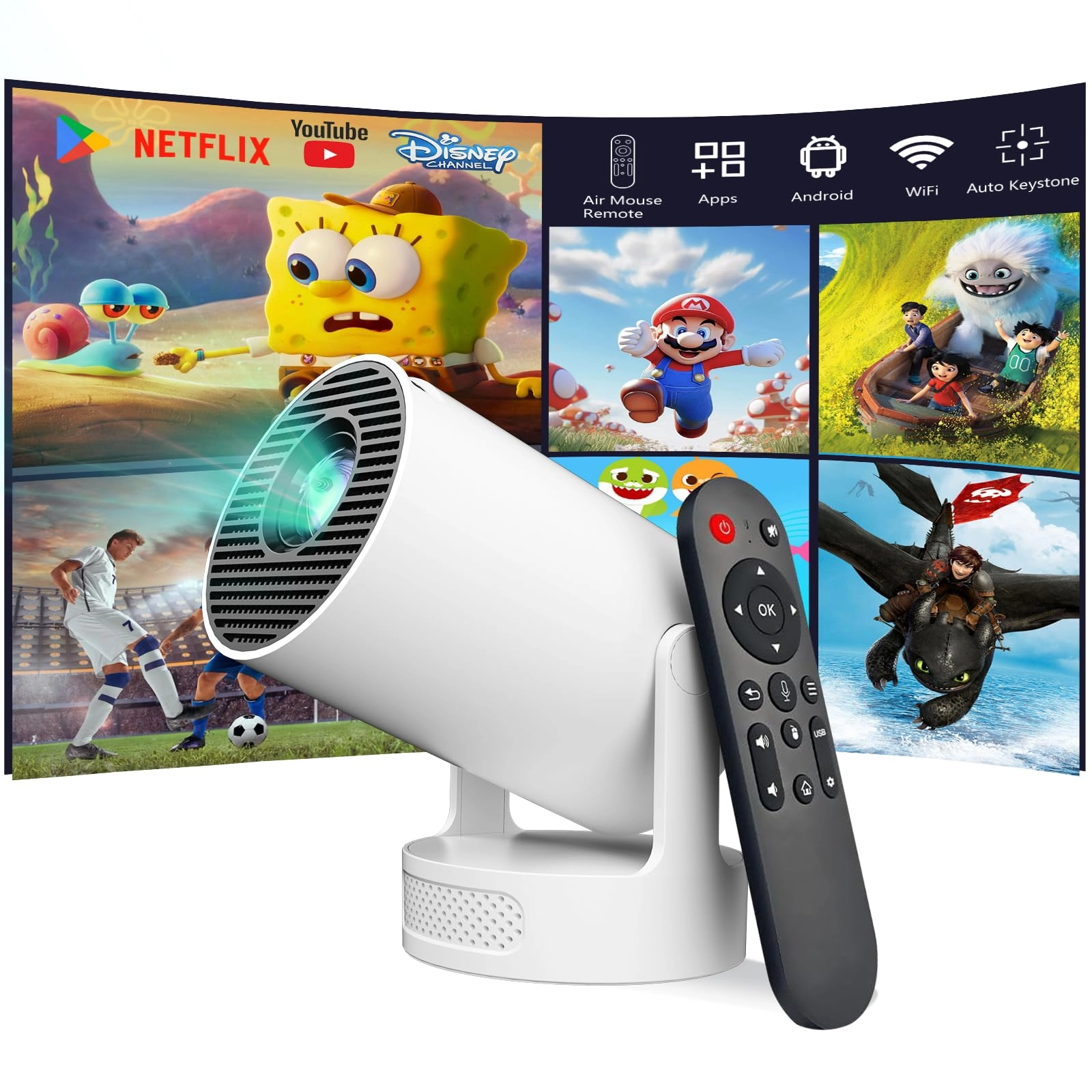 VNEIMQN Mini Projector 200 ANSI lumens 1280 x 720 Pixels