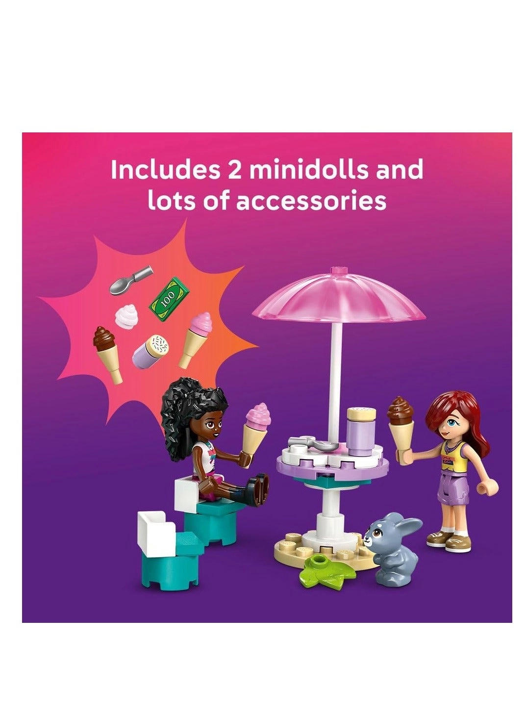 Friends Heartlake City Ice Cream Van (42644) - Pretend-Play 2 Minidolls Bunny Figure