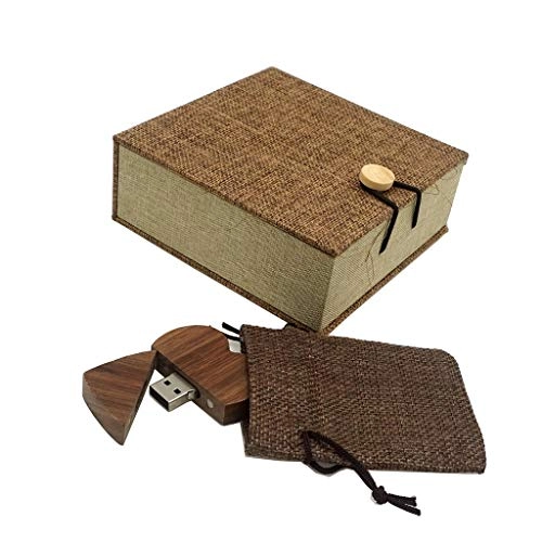 Walnut Wooden Heart USB Flash Drive - USB 2.0 16GB