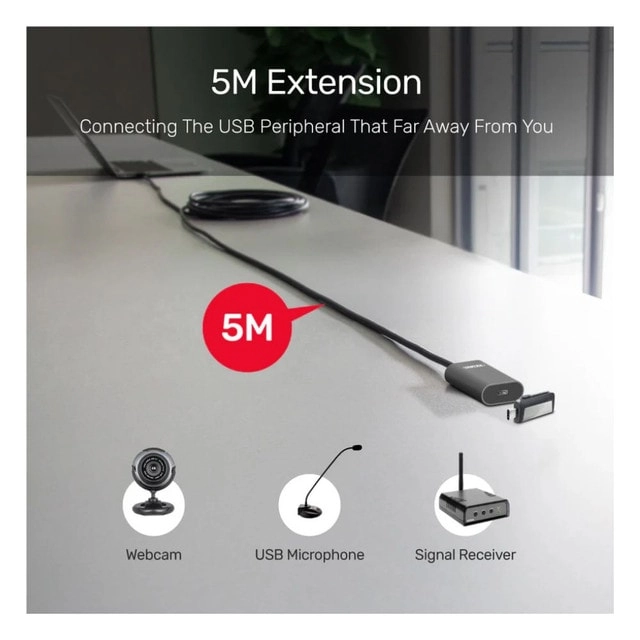 Active Extension Cable 5Gbps USB-A to USB-C 5m Aluminum Alloy