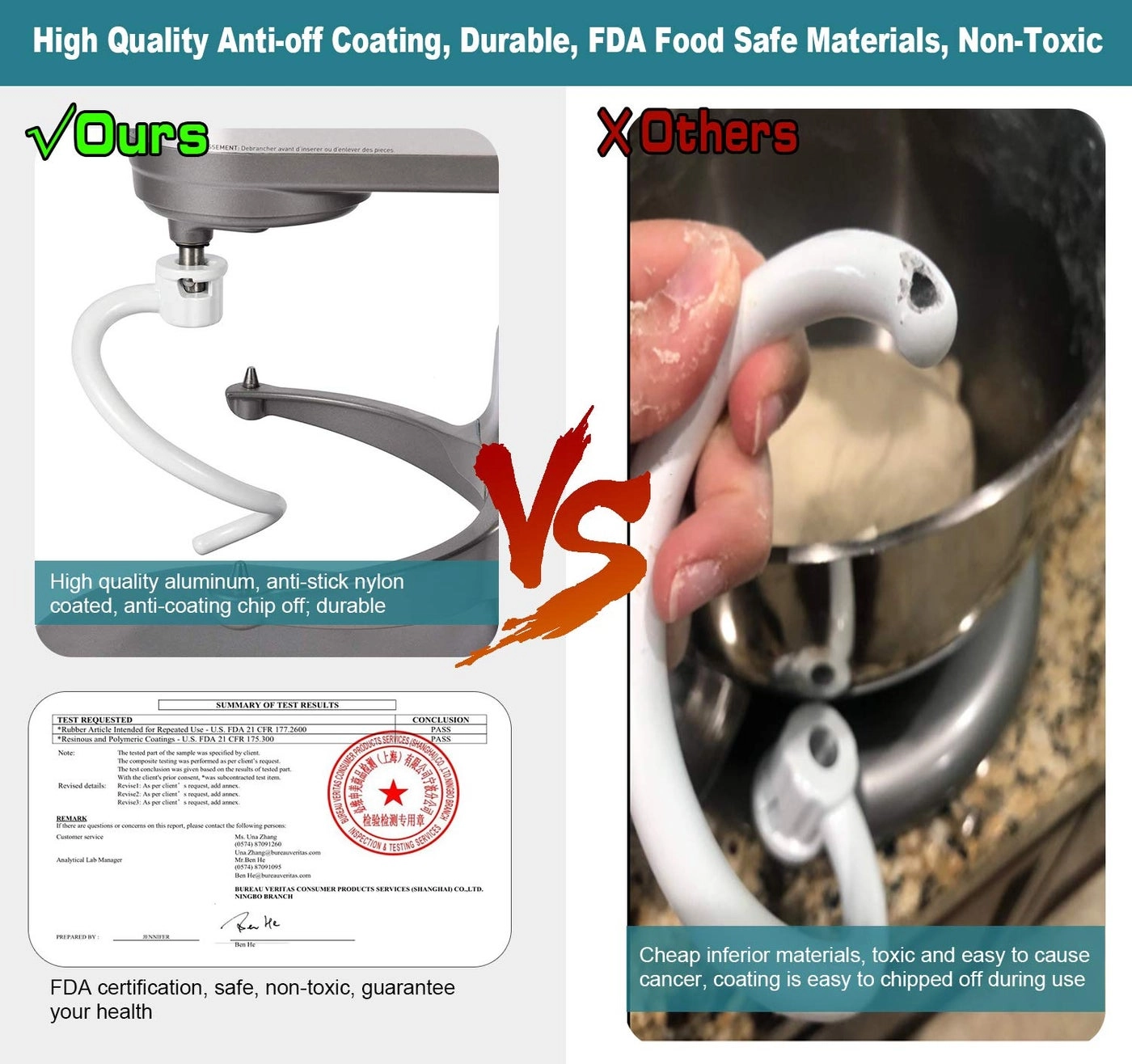 Coated Spiral Dough Hook - 6 Liters