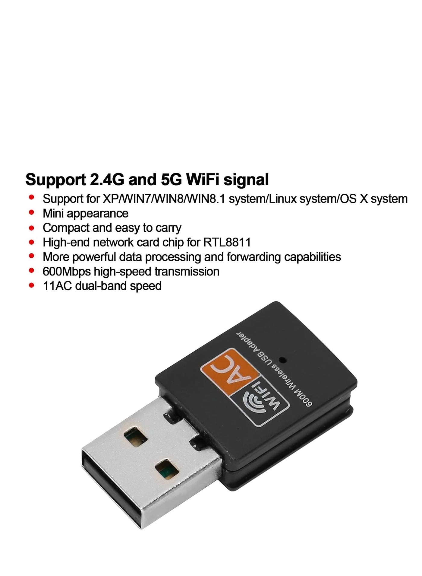 USB WiFi Bluetooth Adapter - Dual Band 2.4/5Ghz Wireless