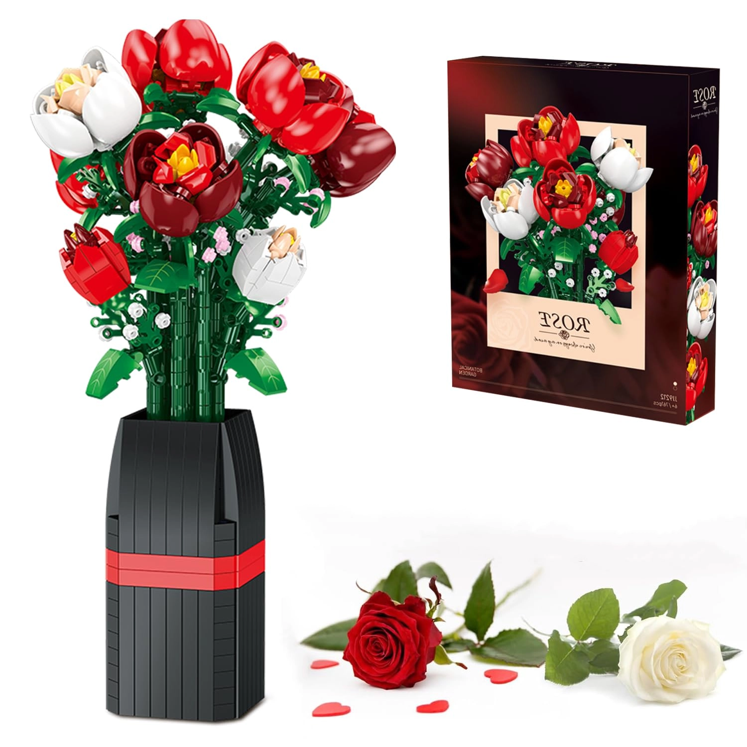 GaoDeBuChou Roses Flowers Bouquet Building Set - 761 pcs