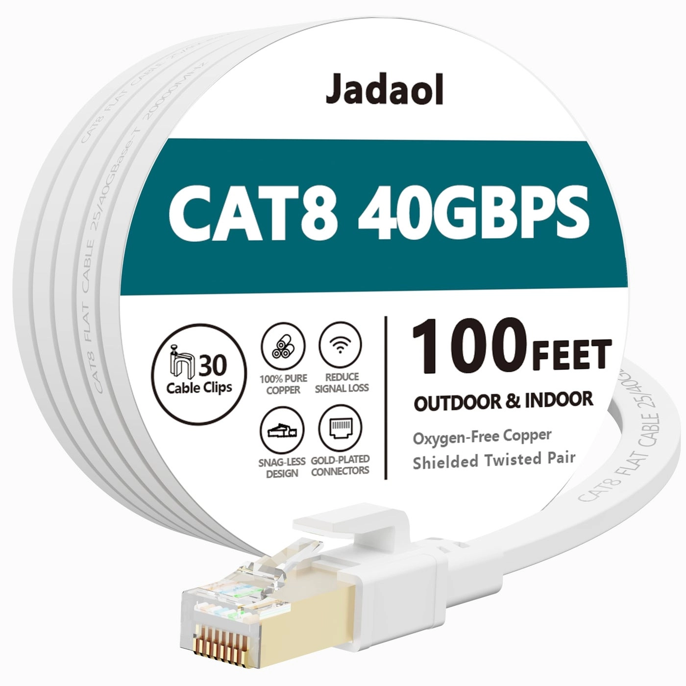 Jadaol Cat 8 Ethernet Cable - 30.48m