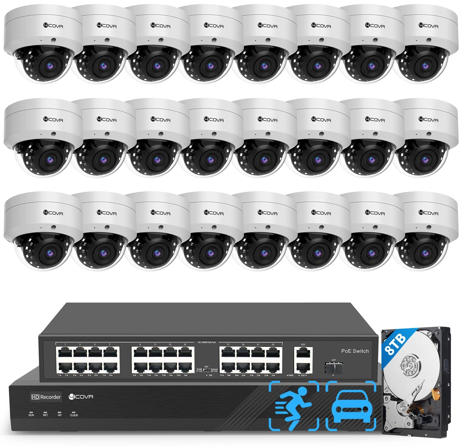 4COVR 4K 32 Channel Security Camera System - 24 8MP